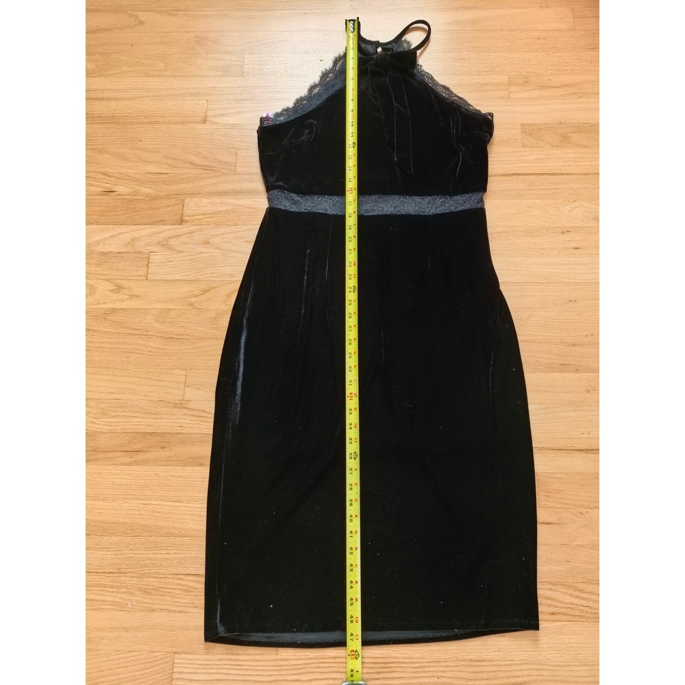 BCBG Generation Black Velvet Halter Dress 2 Lace‎ Bow Mob Luxe Coquette Party - Picture 3 of 8